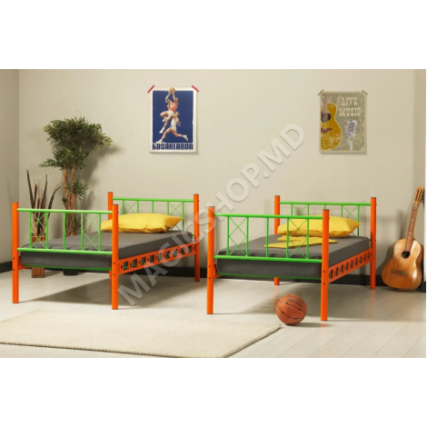 Pat 2 nivele Carme 90x200 portocaliu cu verde